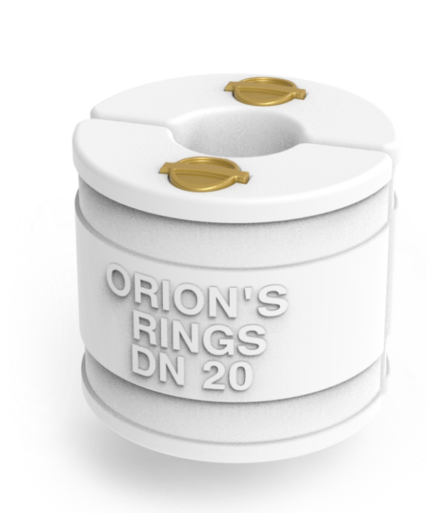 Dispositif anti-calcaire Orion's Rings posé sur une canalisation